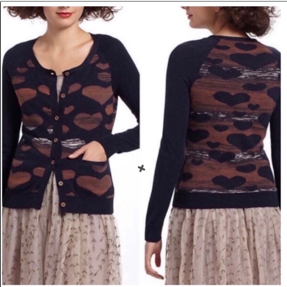 Anthropologie Charlie & Robin Heart Cardigan